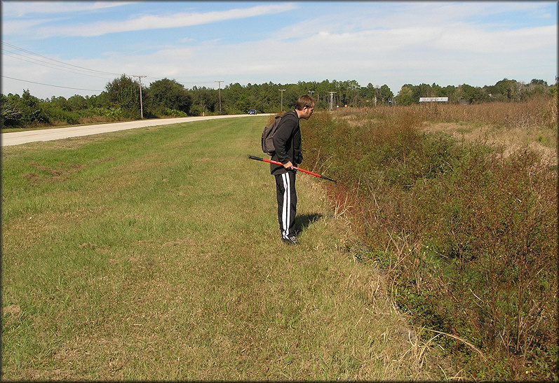 Brian Marshall at the collection site on Pacetti Road on 11/28/2009. This view is looking to the north.