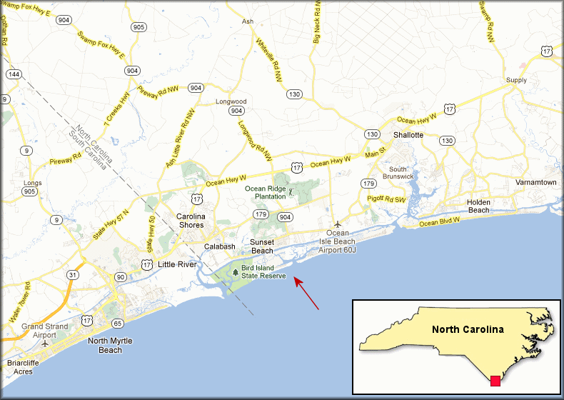 Sunset Beach, North Carolina Map
