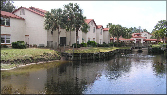 View of the two-tiered Atrium lake