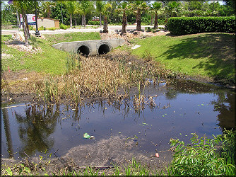 Ditch at "Avanti" condominium complex entrance